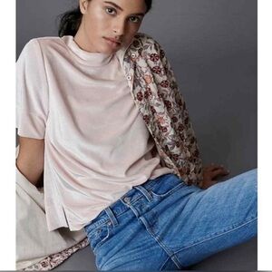 Anthropologie Krisha Velvet Mock Neck Top